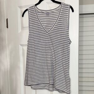 Madewell- Striped V-Neck- Tank Top- M- Lavender/White